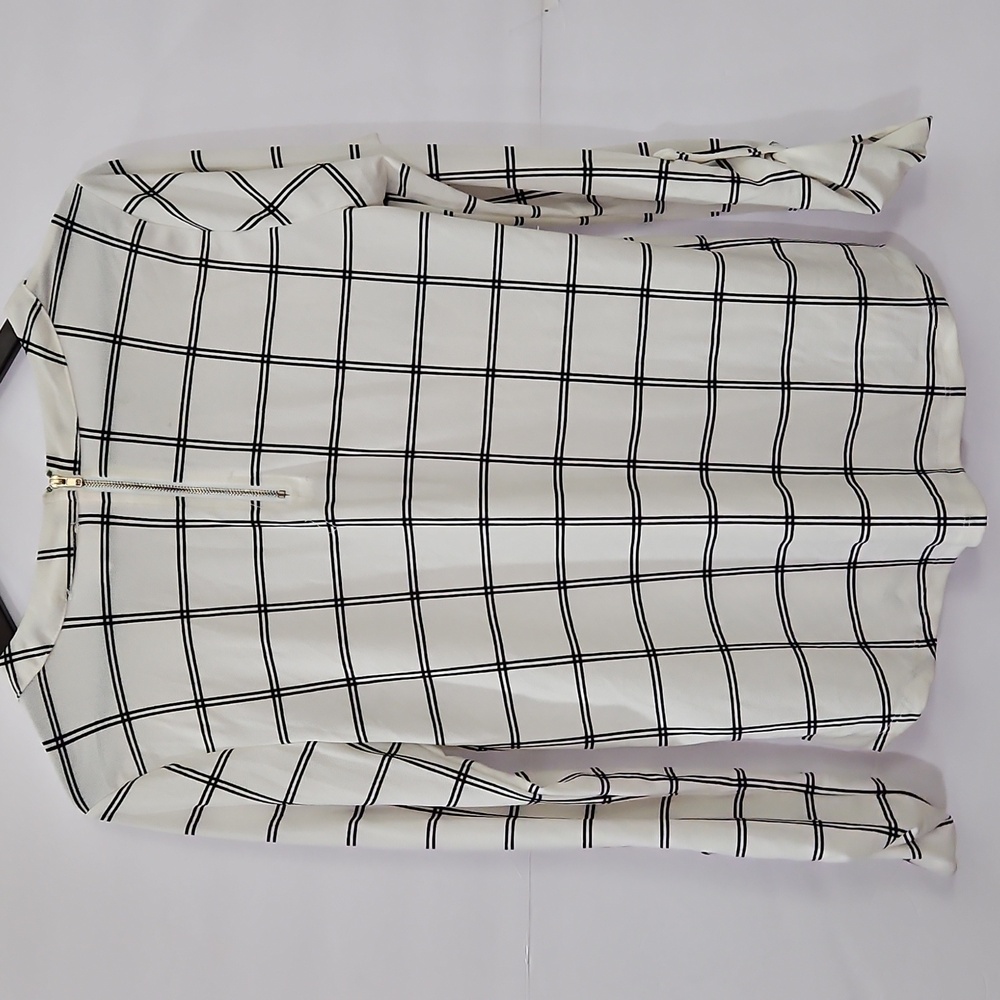 The Workshop Black White Windowpane Pattern Top Sz Med - Picture 8 of 11